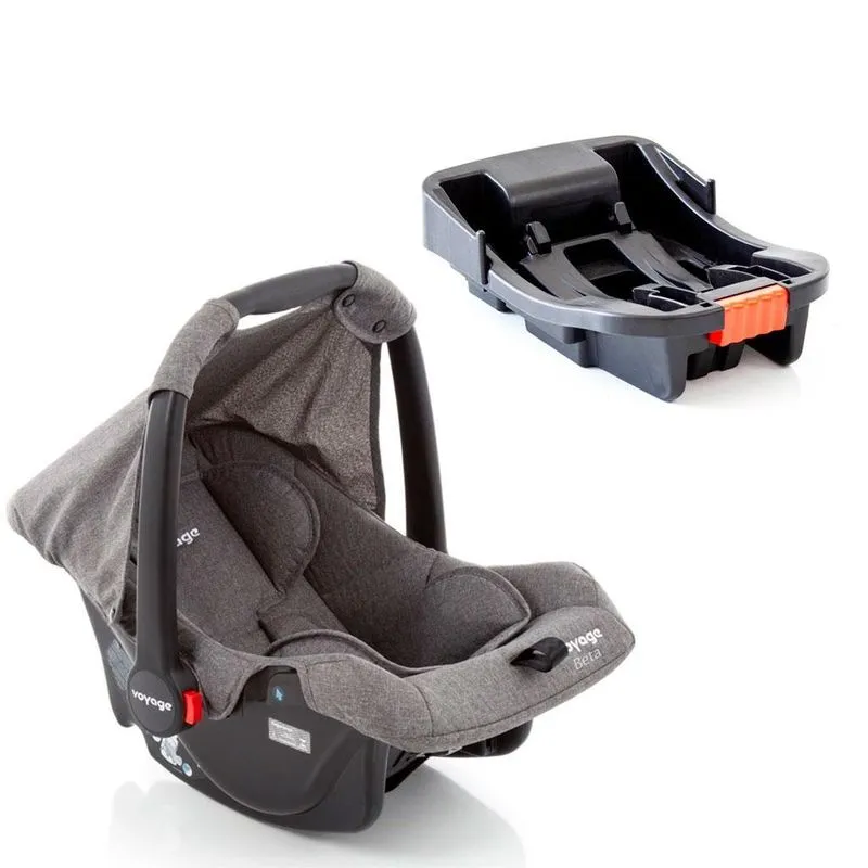 Kit Bebê Conforto Cinza (0 A 13kg) Com Base Beta - Voyage