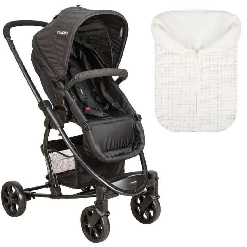 Carrinho De Bebê Prima Melange Preto + Porta Bebê Hope