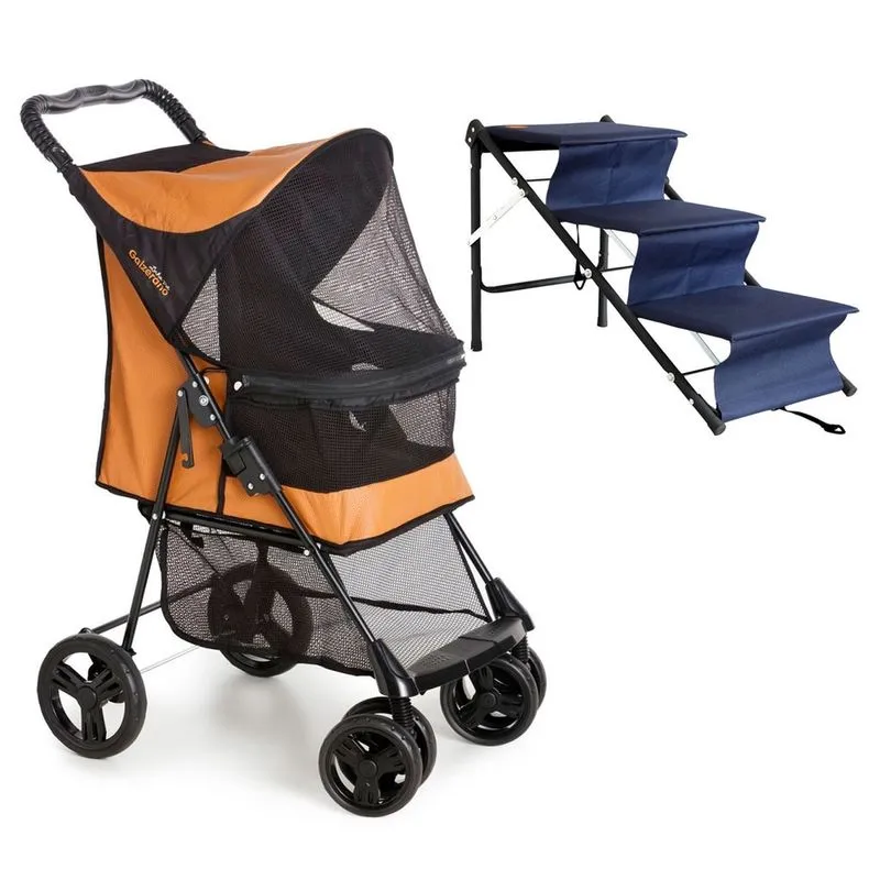 Carrinho Pet Lecco Caramelo e Escada Rampa One (até 15kg)