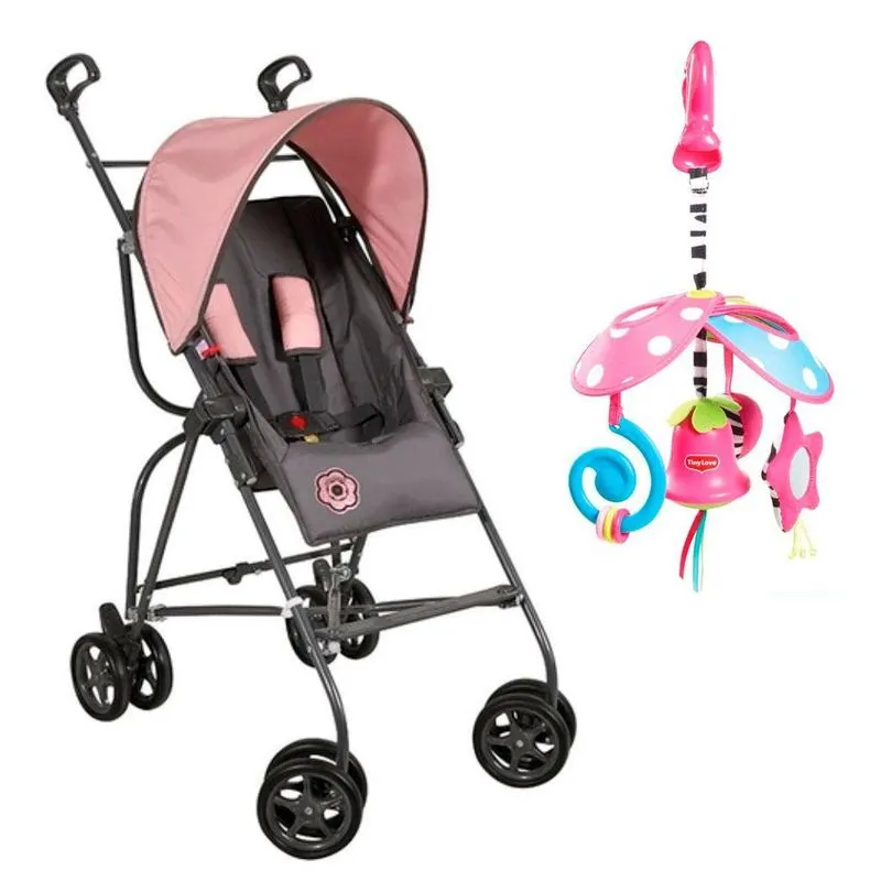 Carrinho De Bebê Capri Grafite/rosa E Mini Mobile Pack &amp; Go