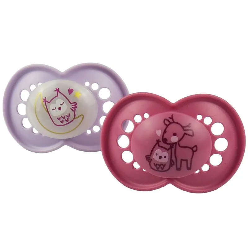 Chupeta Day&amp;night (+16m) Dupla Rosa Animais - Mam