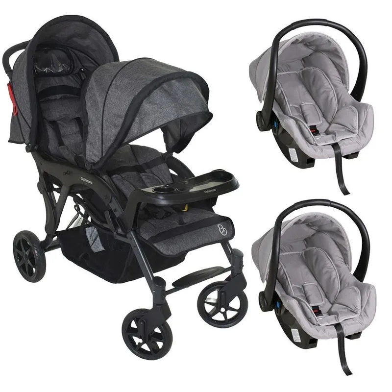 Carrinho Para Gêmeos Doppio Ii E 2 Bebê Conforto Cocoon