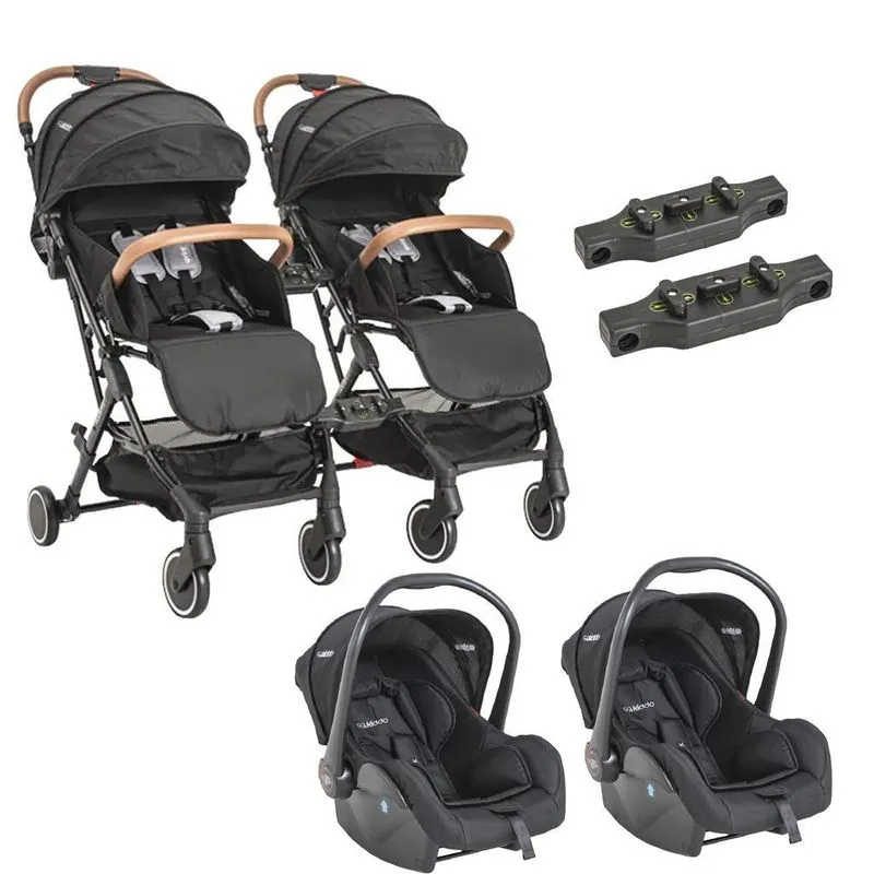 Kit 2 Carrinhos Sprint Com 2 Bebê Conforto E Conectores