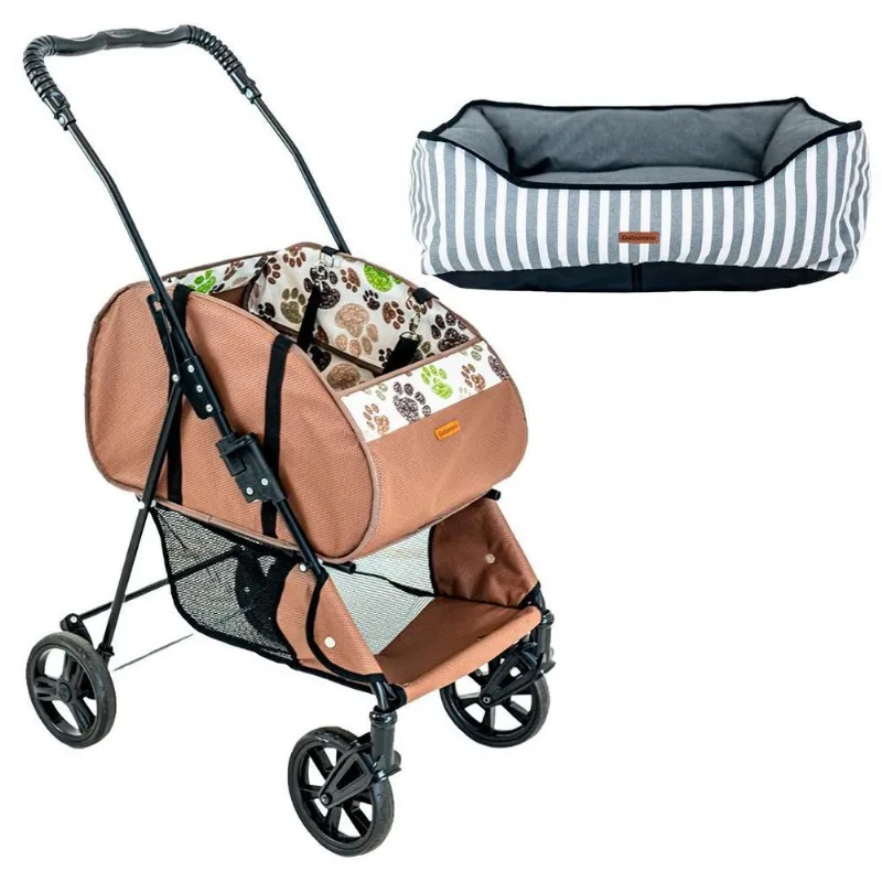 Carrinho De Passeio Pet Leve E Cama Pet Ninho Cinza Tam. M