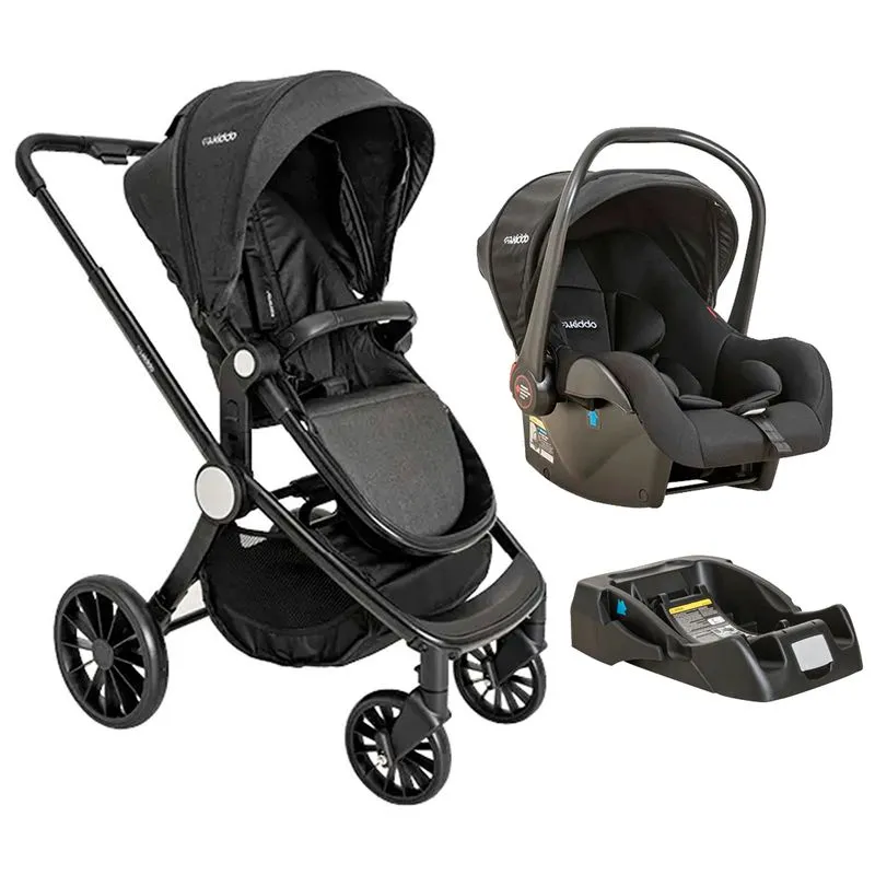 Carrinho De Bebê Sunny Melange Preto C/ Bebê Conforto E Base