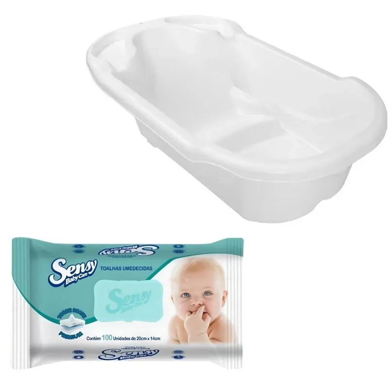 Kit Banheira Ergonômica Safety &amp; Comfort E Lenços Umedecidos