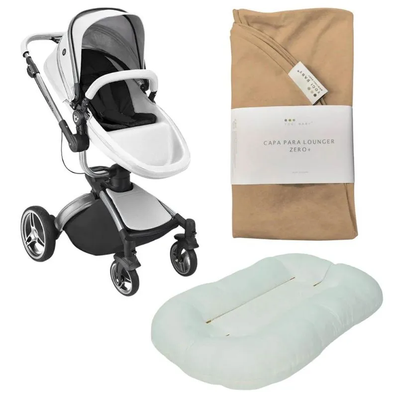 Carrinho Candy Branco Ninho Zero+ Cru E Capa Para Ninho Nude