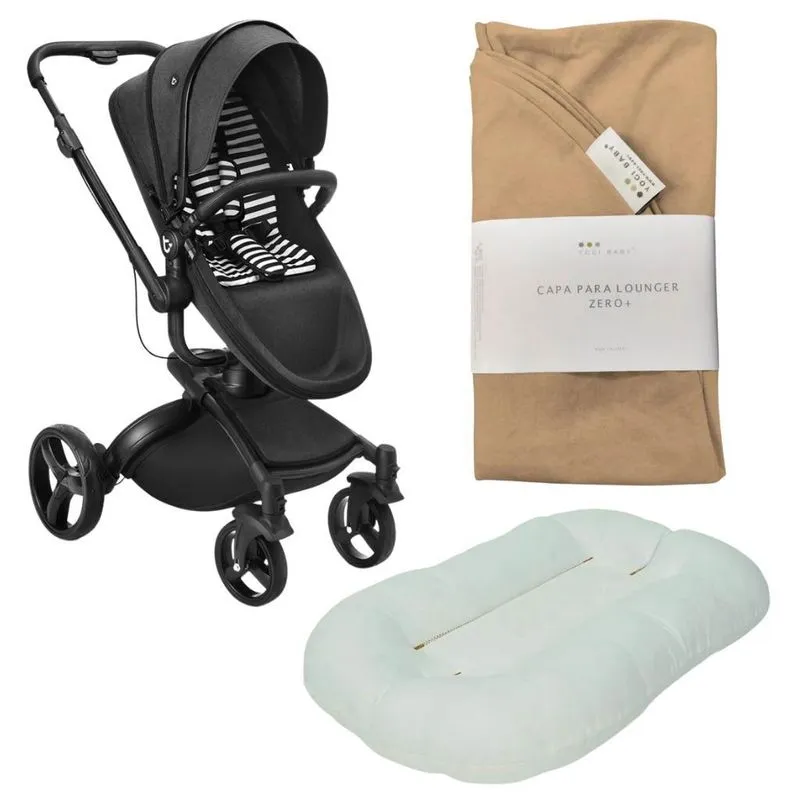 Carrinho Candy X Preto Ninho Zero+ Cru E Capa Para Ninho