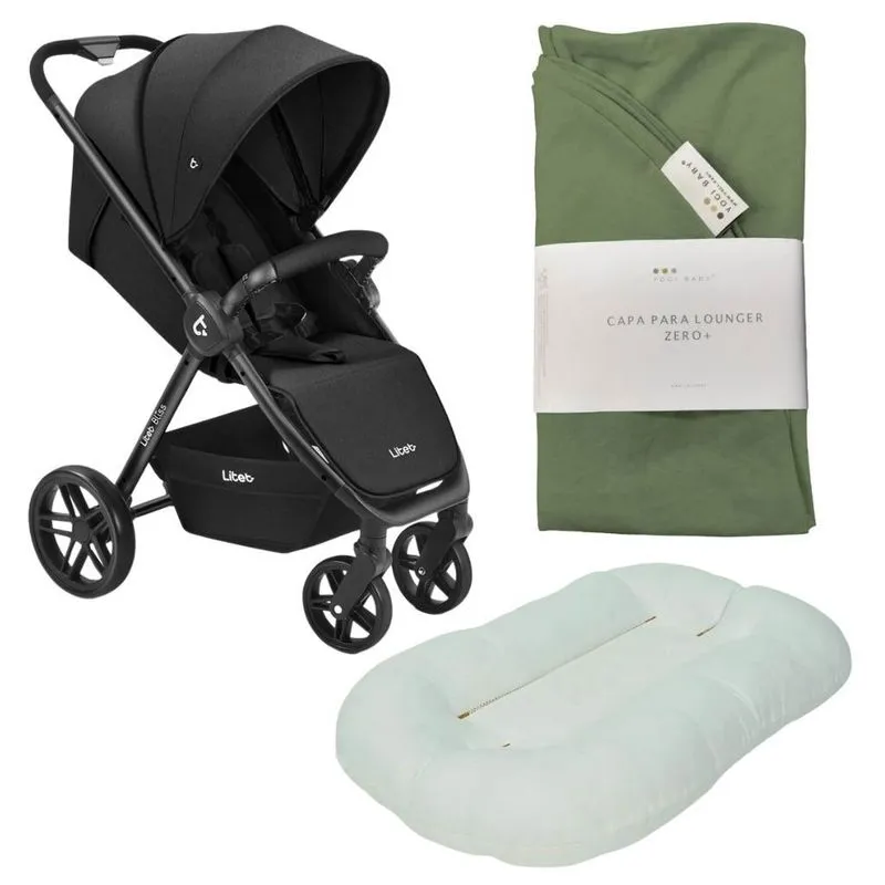 Carrinho Bliss Preto Ninho Zero+ Cru E Capa Para Ninho