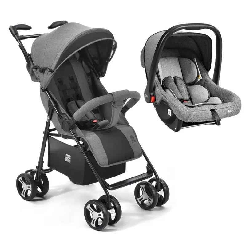 Carrinho De Bebê Multikids Flick E Bebê Conforto Rest Cinza
