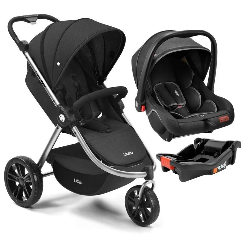 Carrinho De Bebê Jogger Sway Preto Com Bebê Conforto E Base