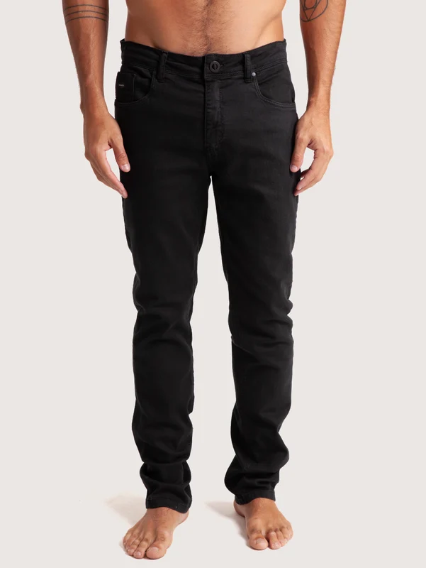 Calça Sarja Preta Hang Loose 5 Pockets 48 / Preto