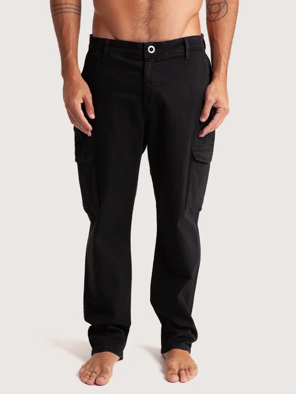 Calça Sarja Preta Hang Loose Cargo 44 / Preto