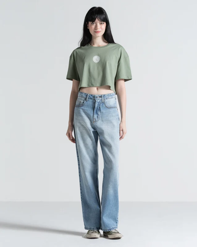 Calça Volcom Stoned High Rise Azul 36 / Jeans Azul