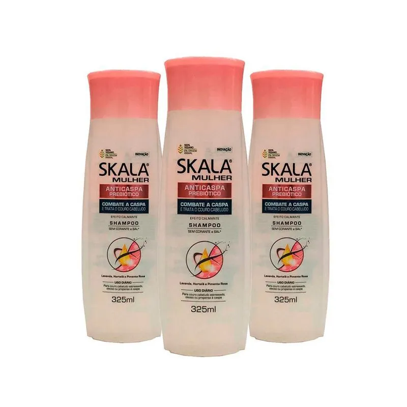 Kit Com 3 Shampoo Skala Lavanda Anticaspa Mulher 325ml