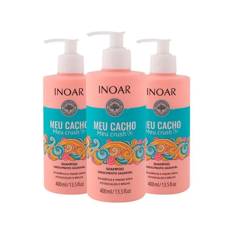 Kit Com 3 Shampoo Inoar Meu Cacho, Meu Crush 400ml