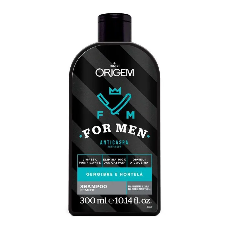 Kit Com 3 Shampoo Origem For Men Anticaspa Gengibre 300ml