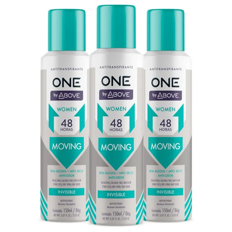 Kit 3 Desodorante Antitranspirante One Above Women Moving