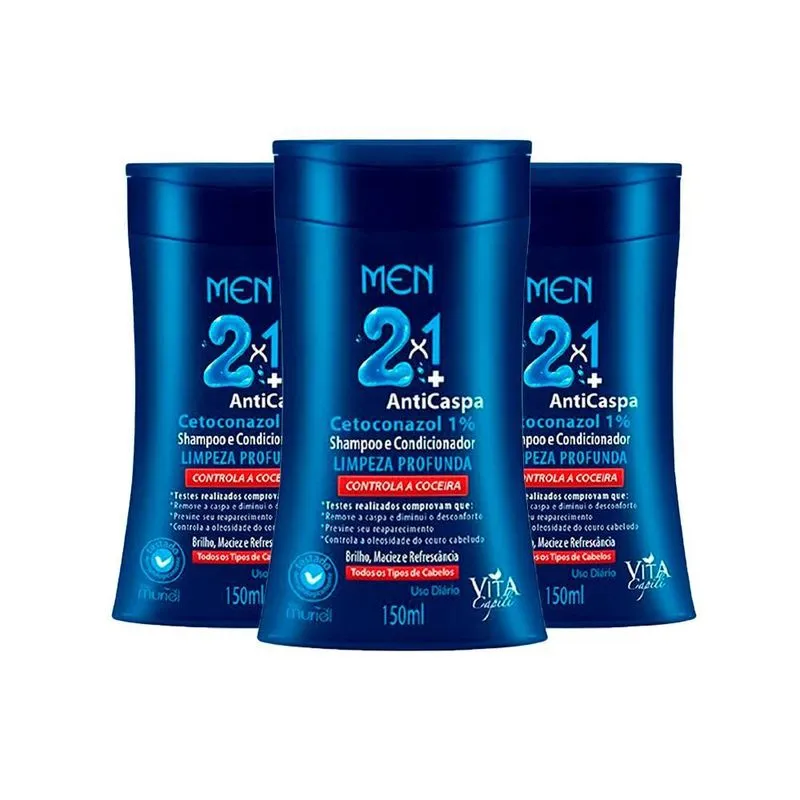 Kit Com 3 Shampoo Anticaspa Vita Capili Limpeza 2x1 150ml
