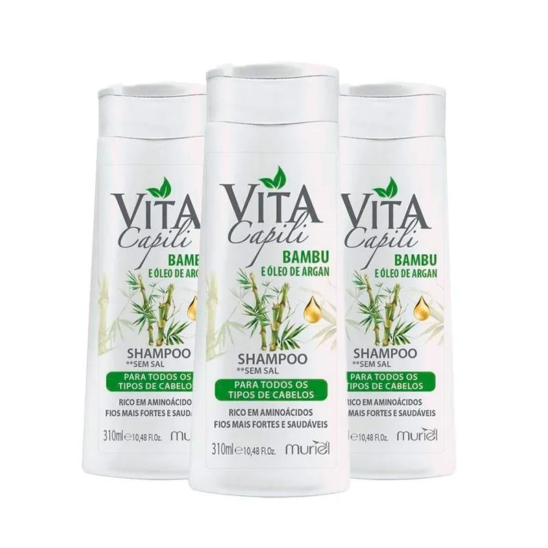 Kit Com 3 Shampoo Vita Capili Muriel Bambu Óleo Argan 310ml