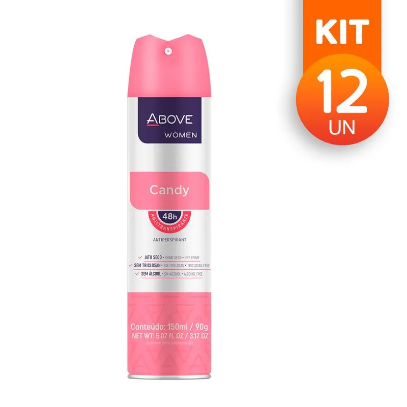 Kit 12 Desodorantes Women Candy Antitranspirante 48h 150ml