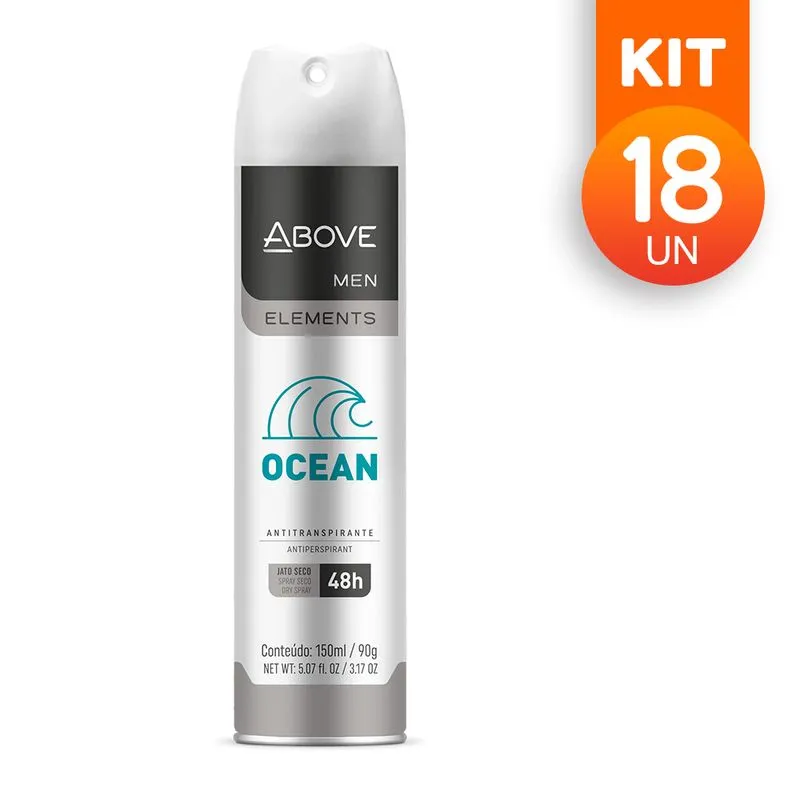 Kit 18 Desodorantes Above Men Elements Ocean 48h 150ml/90g