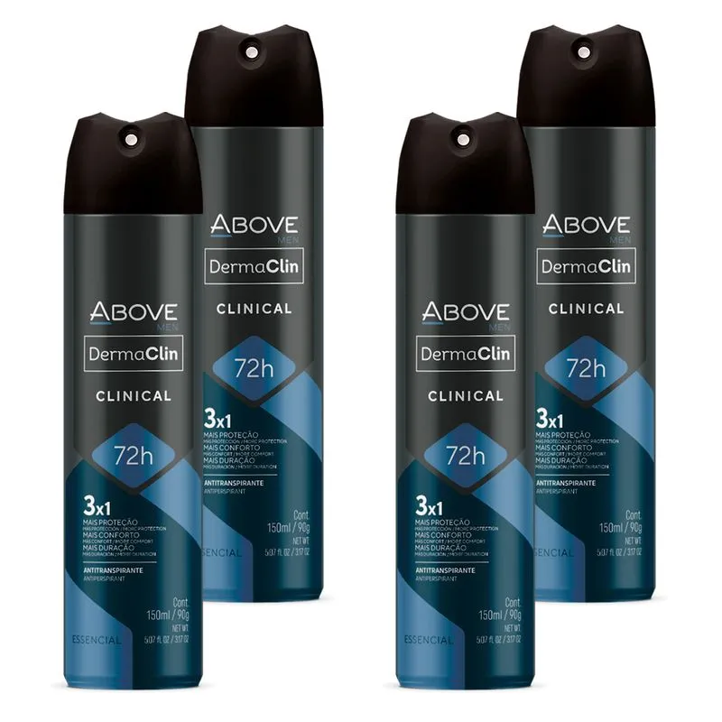 Desodorante Masculino Above Dermaclin Essencial 72h (4 Und)