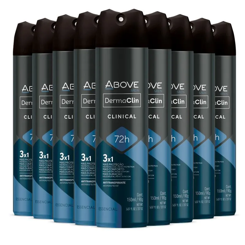 Kit 9 Desodorante Above Dermaclin 3x1 Essencial 72h 90g
