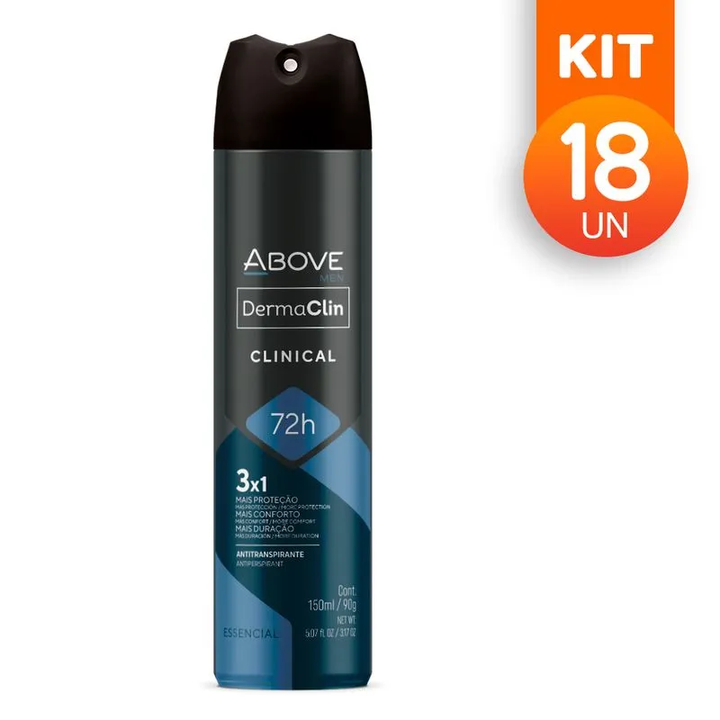 Kit 18 Desodorante Above Dermaclin 3x1 Essencial 72h 90g