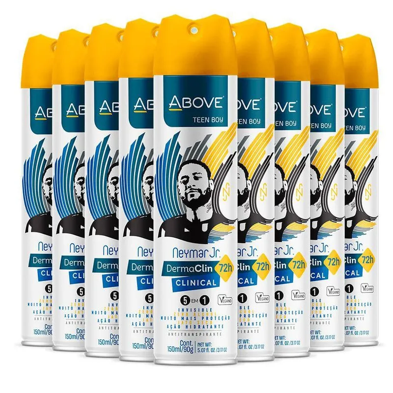 Kit 9 Desodorante Masculino Teen Above Dermaclin Neymar Jr