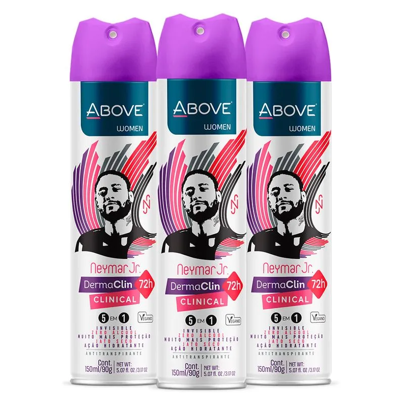 Kit 3 Desodorante Antitranspirante Above Feminino Neymar Jr