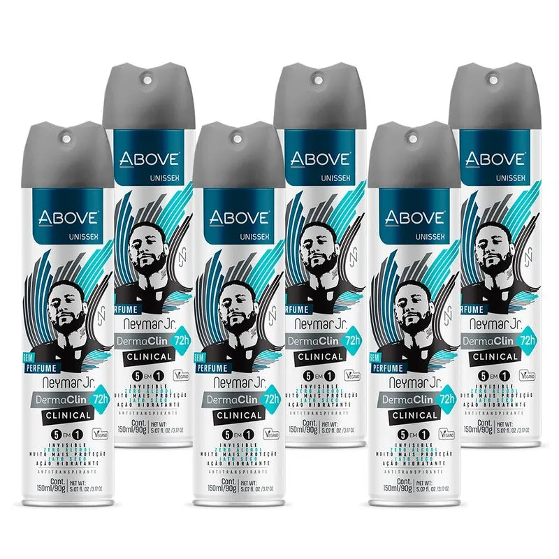 Kit 6 Desodorante Antitranspirante Above Unisex Neymar Jr