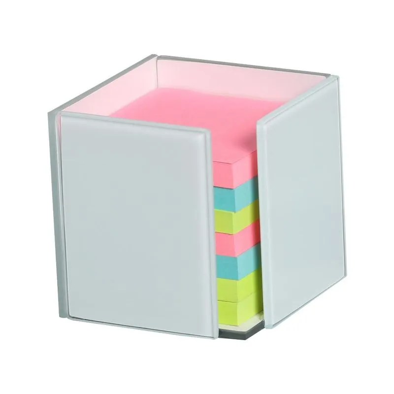 Porta Post It Suporte Para Bloco Adesivo Vidro Branco