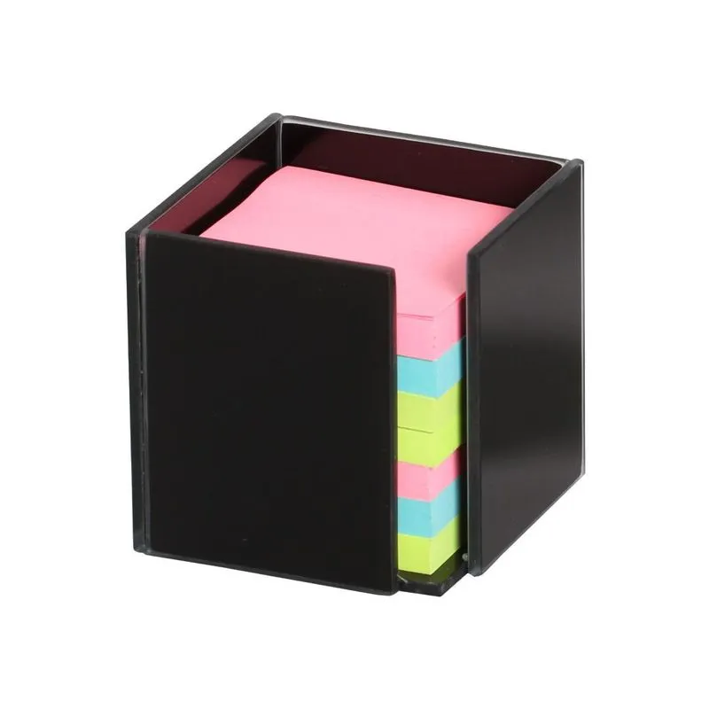 Porta Post It Suporte Para Bloco Adesivo Vidro Preto