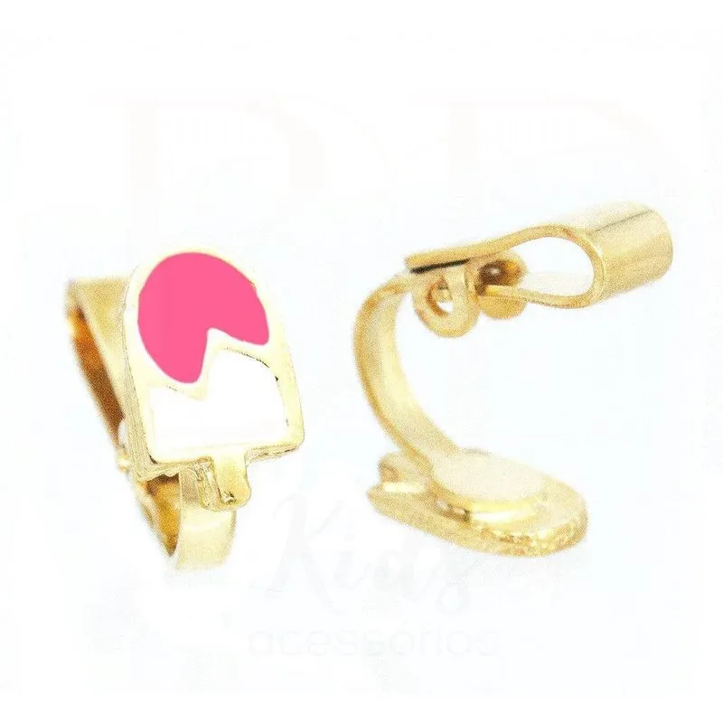 Brinco Pressão Infantil Sorvete Colorido Dourado Bp Kids
