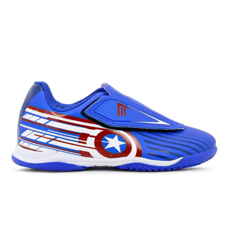 Chuteira Futsal Dray Marvel Original Sem Cadarço Infantil 32 / Azul / Branco