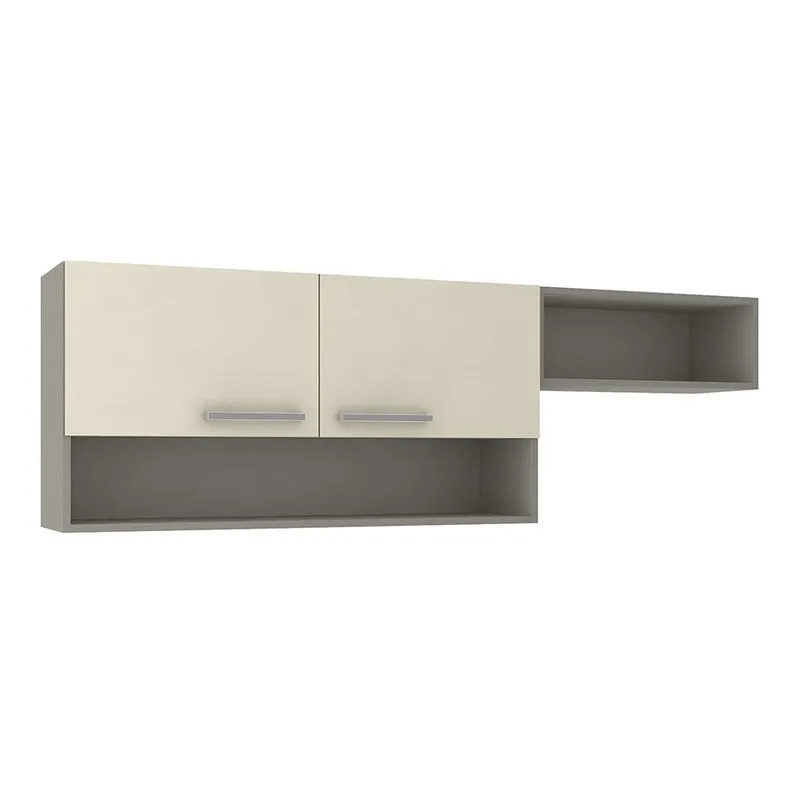 Aéreo 165cm Com Nicho 2 Portas Madri Flc Cinza Champagne