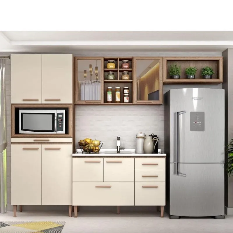 Cozinha Compacta Style Iv 9 Portas-Manchester/ Marrom