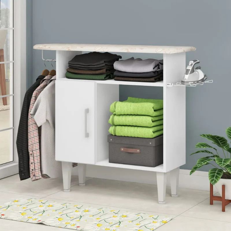 Mesa De Passar Roupa 90cm 1 Porta Flc Branco
