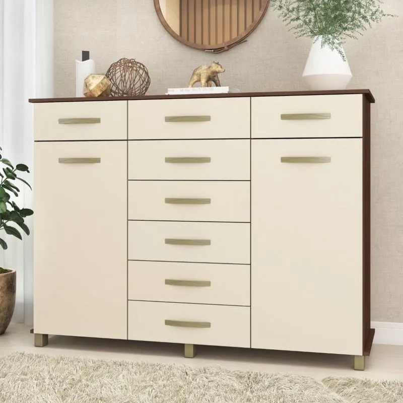 Cômoda 2 Portas 5 Gavetas Cabideiro Malibu Fellicci Móveis