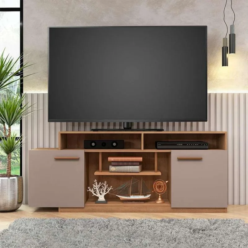 Rack para TV até 60 Polegadas Otto 2 PT Mel e Fendi 160 cm