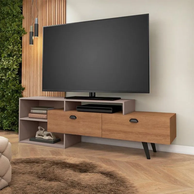 Rack para TV até 60 Polegadas Sunset 2 PT Mel e Fendi 180 cm