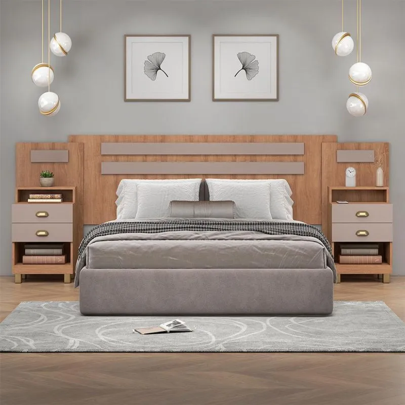Conjunto de Cabeceira Casal com 2 Mesas de Apoio Duna 4 GV Mel e Fendi