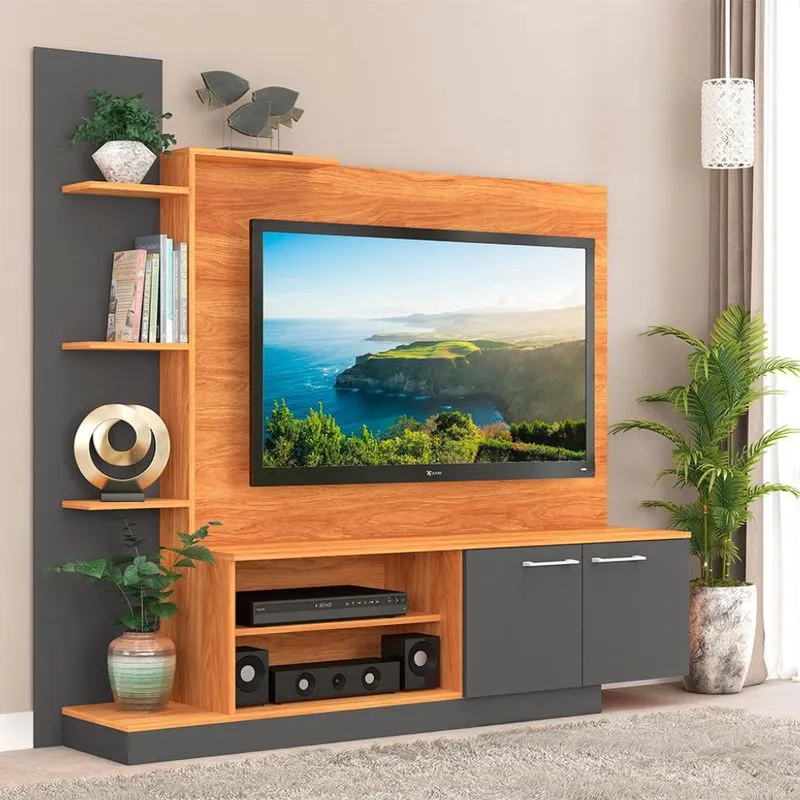 Estante para Home Theater e TV até 55 Polegadas Havana 2 PT Cinamomo e Grafite