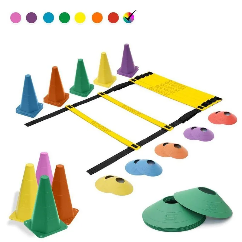 Kit 1 Escada 6 Chapéus 4 Cones Agilidade Funcional Colorido