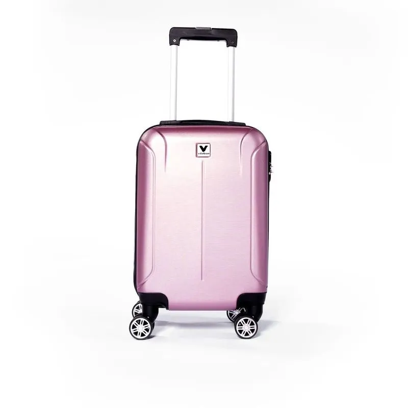 Mala de Bordo Pequena para Viagem Vilabon Vb0219 Abs Cadeado Integrado Rodas Duplas 360 Rosa Tam P