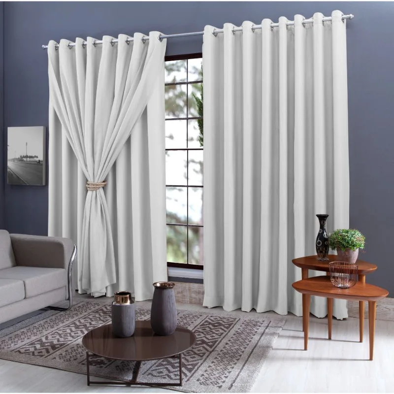 Cortina 2,30x2,70 Branco Iris Em Tecido
