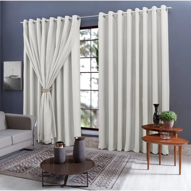Cortina 1,80x2,70 Bege Iris Em Tecido