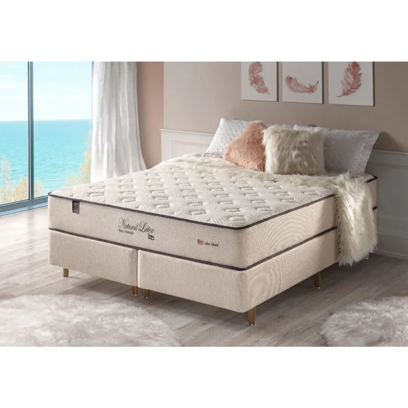Conjunto Cama Box+colchão Queen Size Natural Conforto 1,58x1,98x34