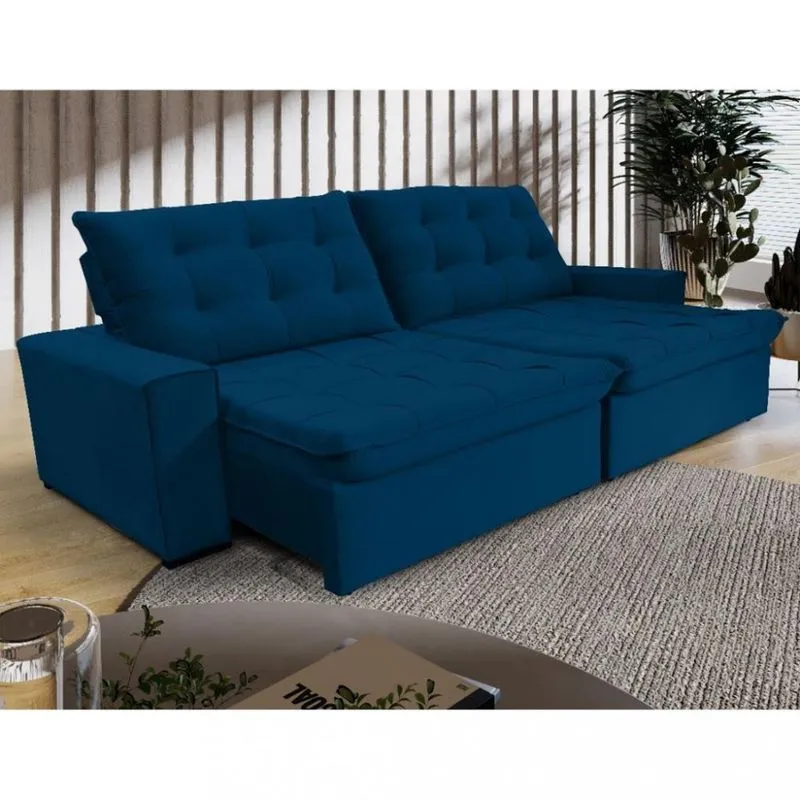 Sofá 4 Lugares Retrátil Reclinável 290cm Veludo Califórnia Wood Estofados